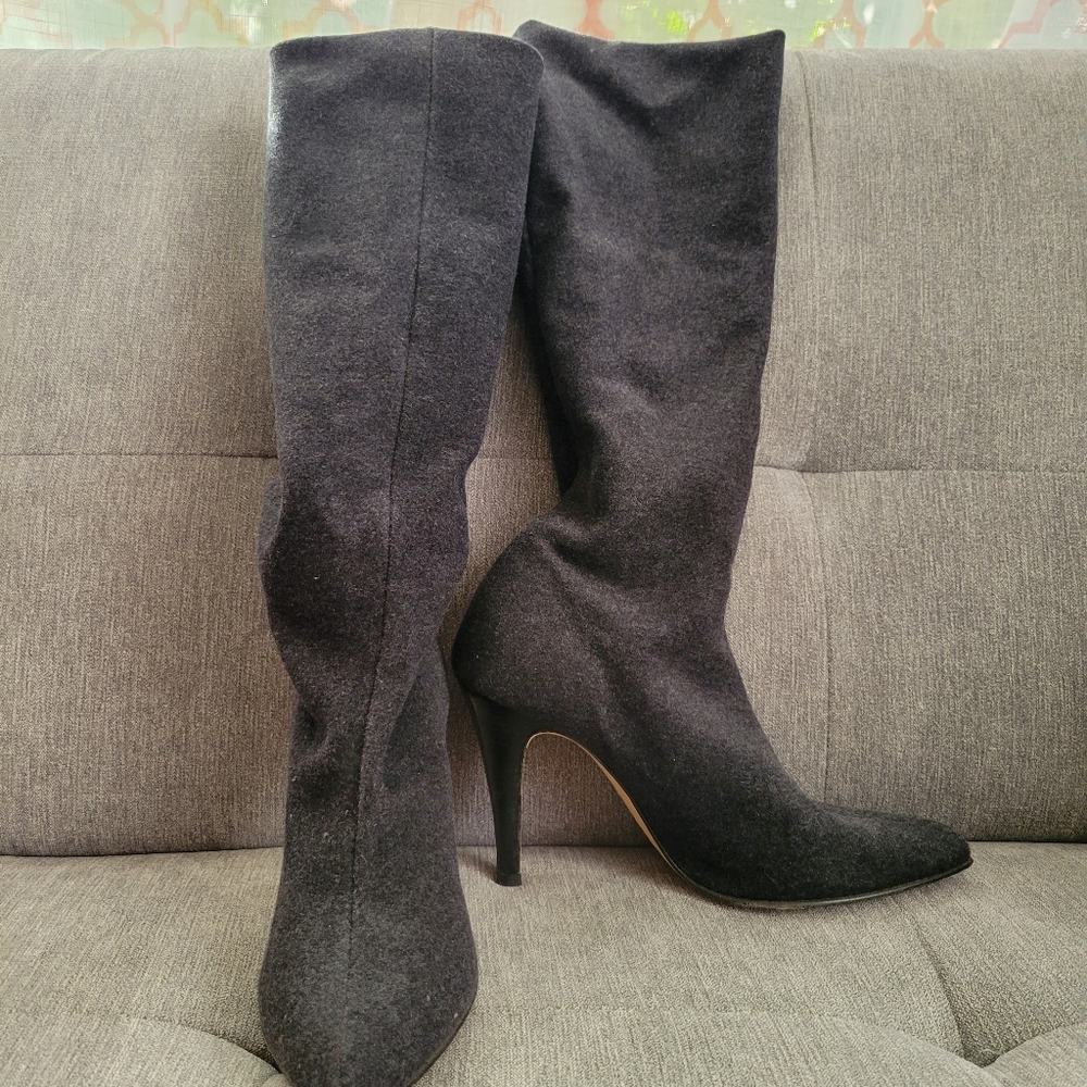 Ramon Tenza Knee High Dark Grey Leather Sole 6.5